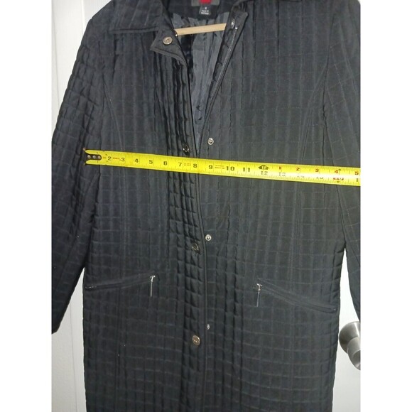 Gallery Women Coat Jacket Medium Quilt Black Long Sleeve Collared Zip Up Pockets - Picture 8 of 11